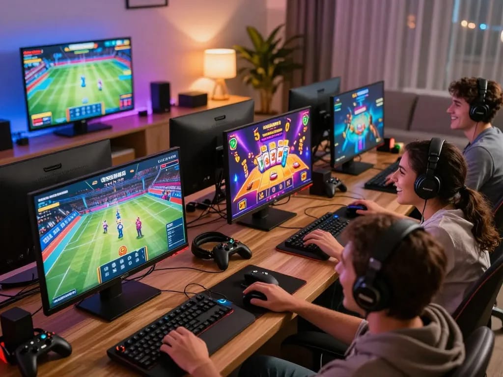 Enjoying the diverse gaming experience on AZ888 with friends in a vibrant atmosphere.