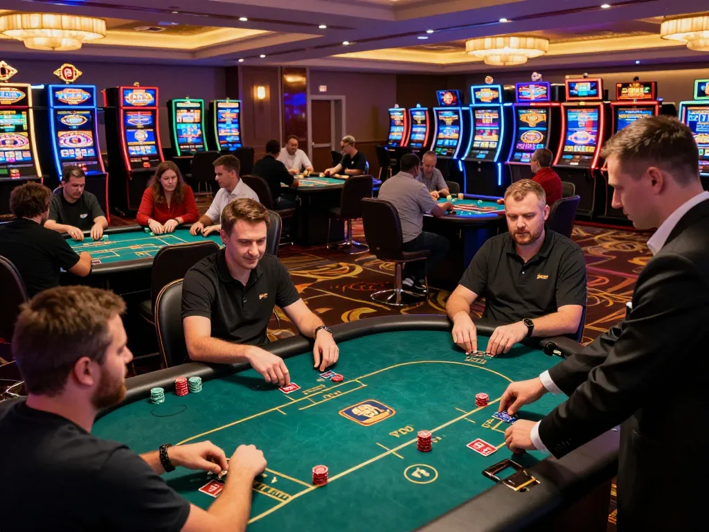 Liên minh ATQ offers exciting casino gameplay with players engaged at the vibrant gambling tables.