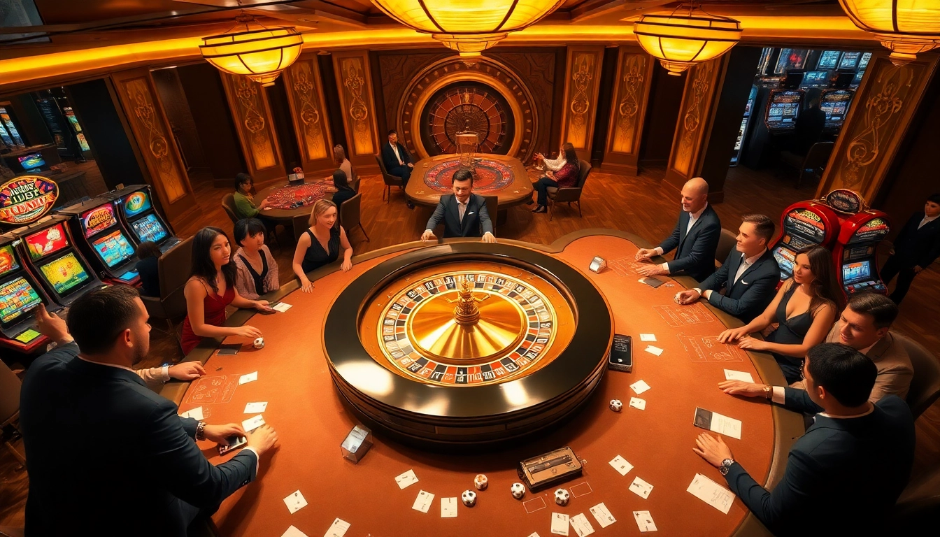 Experience the thrill of betting at LUCKY88 casino with vibrant roulette wheels and excited players.