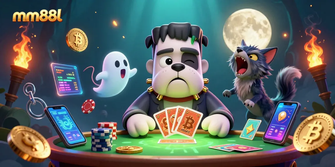 Experience the thrill of gaming with mm88l as a Frankenstein bulldog deals cards.