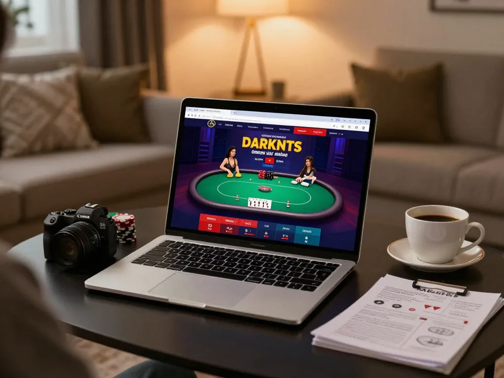 Gamblers engaging with fly88’s online poker game at home, showcasing a cozy gaming setup.