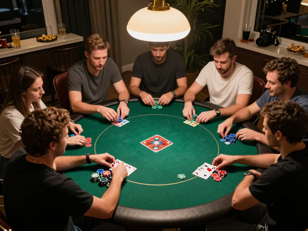 Dafabet players engaged in a thrilling poker game, showcasing strategy and social interaction.