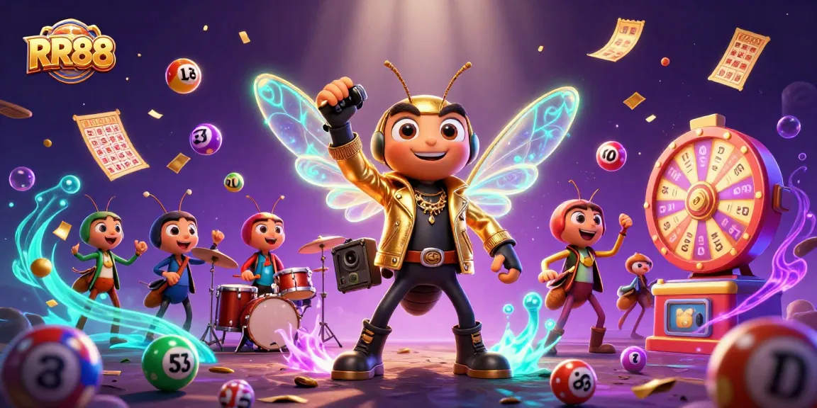 RR88 engages players with a vibrant 3D casino scene showcasing colorful gaming elements and characters.