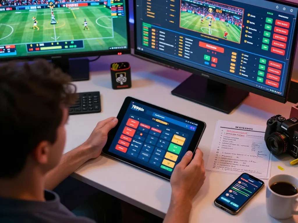 Experience the thrill of sports betting with 789win on a sleek tablet at home desk