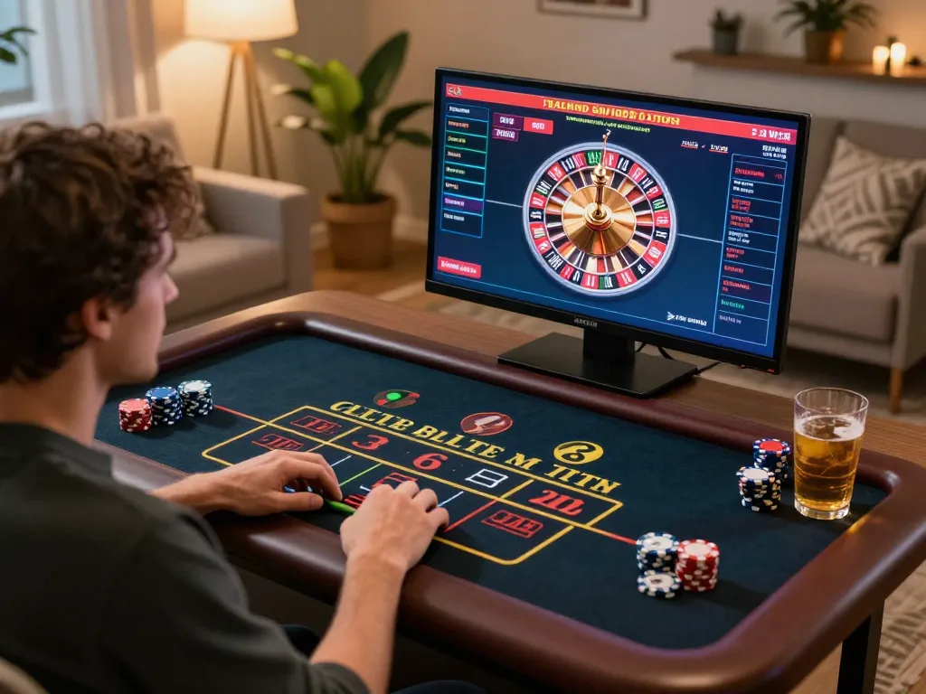 Player enjoying a live dealer game on a laptop at 33win, creating a dynamic online casino experience.