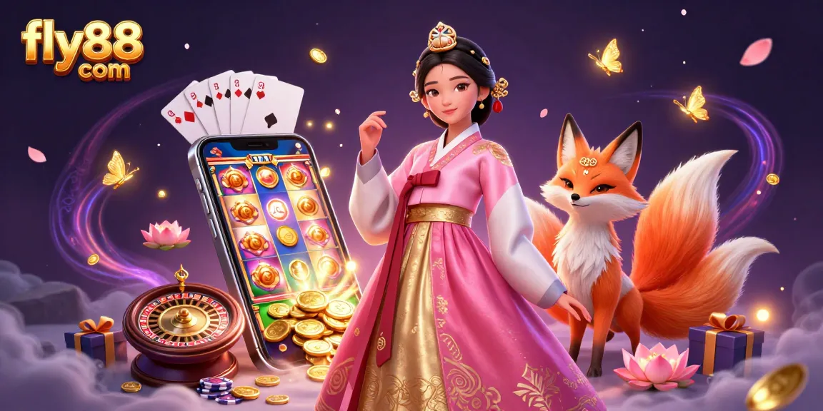 Experience thrilling slots and games at fly88 com with this vibrant online casino illustration.