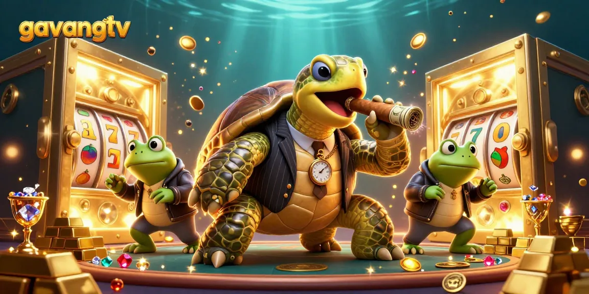 Experience the thrill of slots with gavangtv as its characters celebrate big wins in a vibrant casino scene.