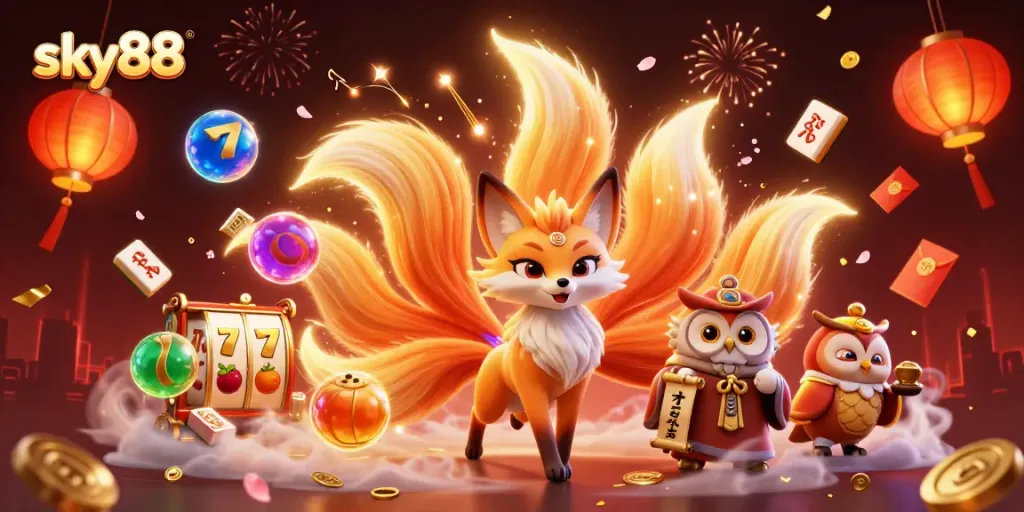 Experience thrilling action at sky88 with vibrant slot reels filled with lucky symbols.