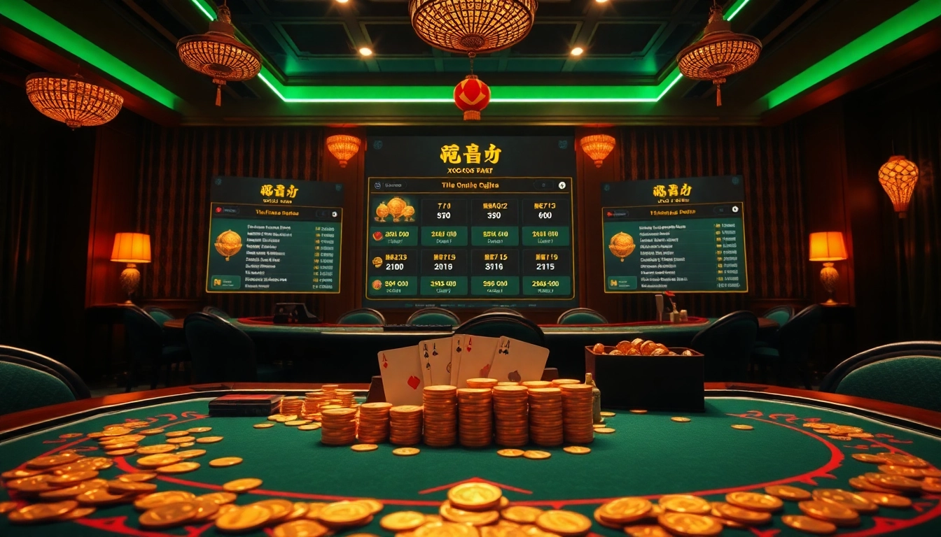Xóc Đĩa Trong Văn Hóa Việt presented in an upscale gambling scene with vibrant colors and a modern betting interface.