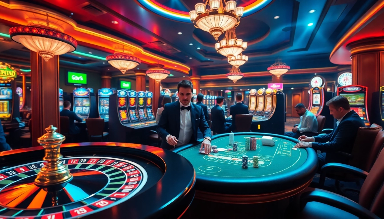 Experience cm88 in a vibrant casino scene, featuring roulette and poker tables with colorful chips.