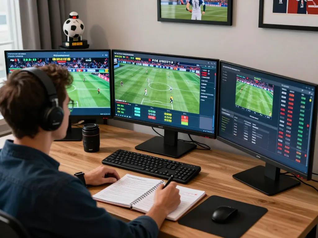 Engaging user at https://98winn.net/ placing strategic bets on live sports games in a modern setup.