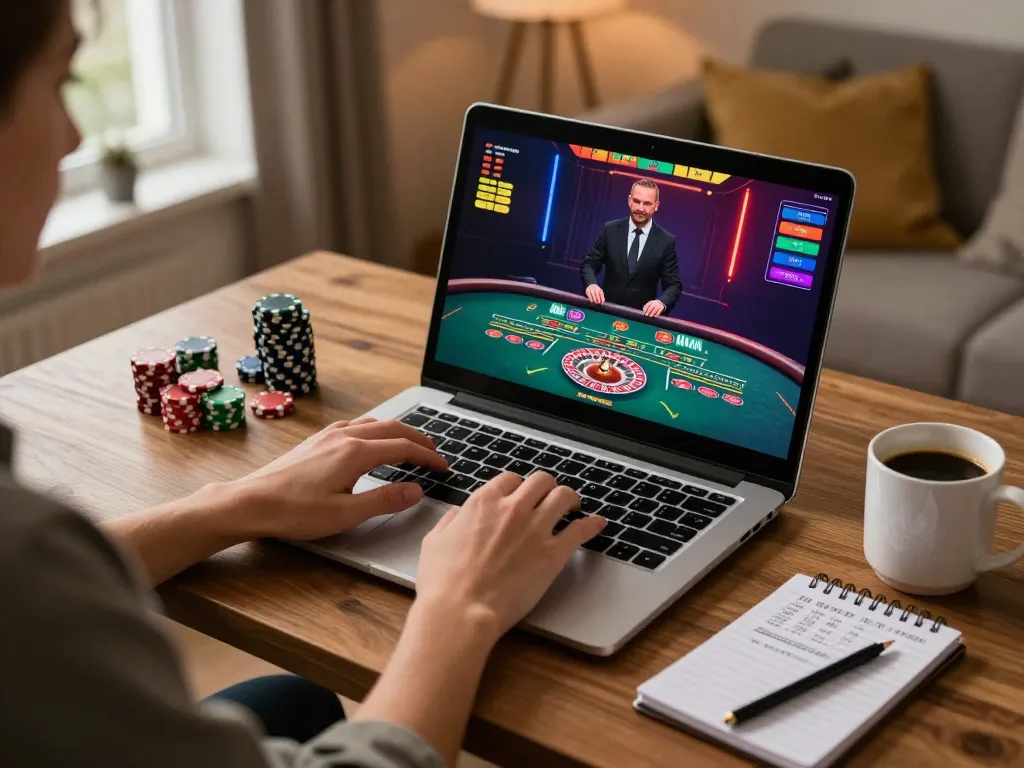 Engaging moment of responsible gambling with vb88 nhà cái as player bets strategically on live dealer roulette.