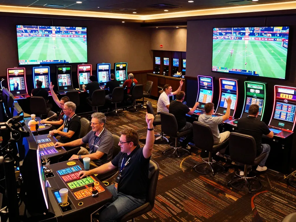 Soi kèo nhà cái highlights sports betting excitement with patrons placing wagers on live events.