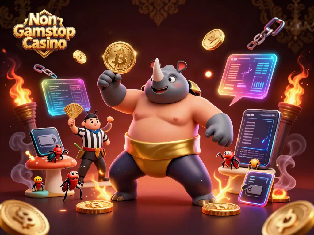 Experience the thrill of Non Gamstop Casino with a vibrant scene of beetles and coins.