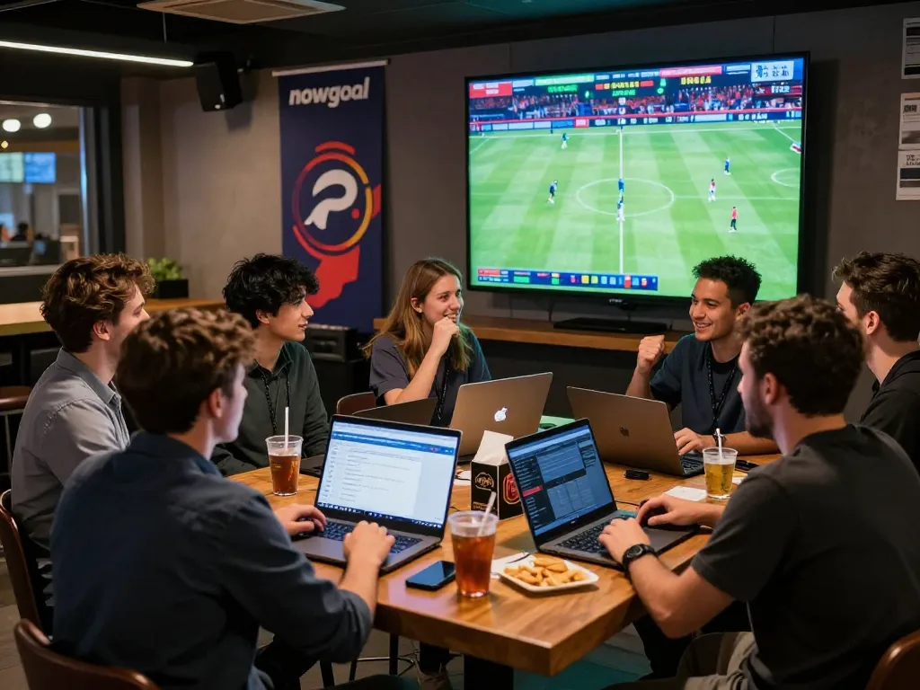 Engaged bettors analyzing live soccer scores on Nowgoal for an exciting betting experience.