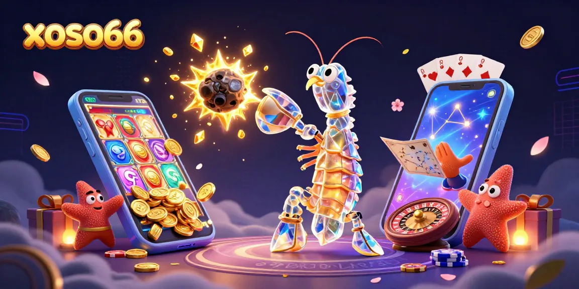 Experience the excitement of xoso66 with vibrant slots and characters in a dynamic casino scene.