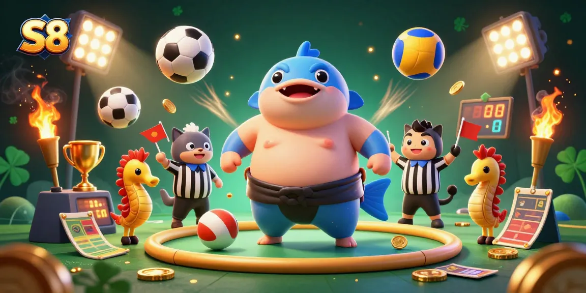 S8 presents an exciting underwater gambling scene with lively characters and dynamic sports elements.
