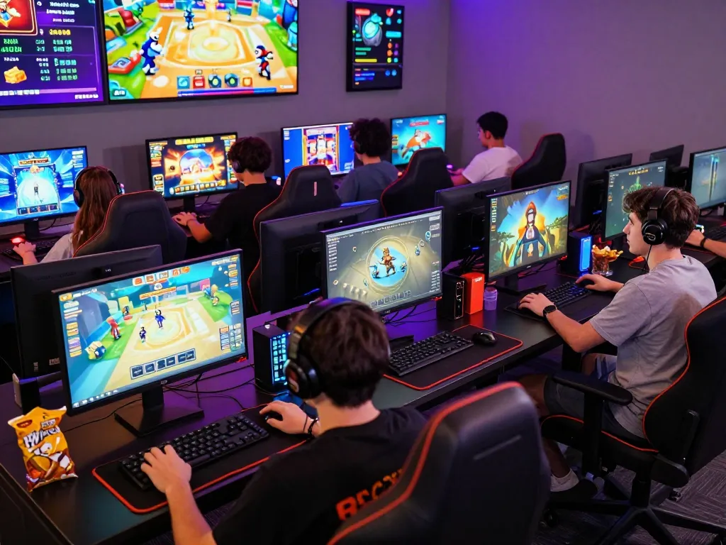Players enjoying diverse B52 online gaming experiences in vibrant atmosphere