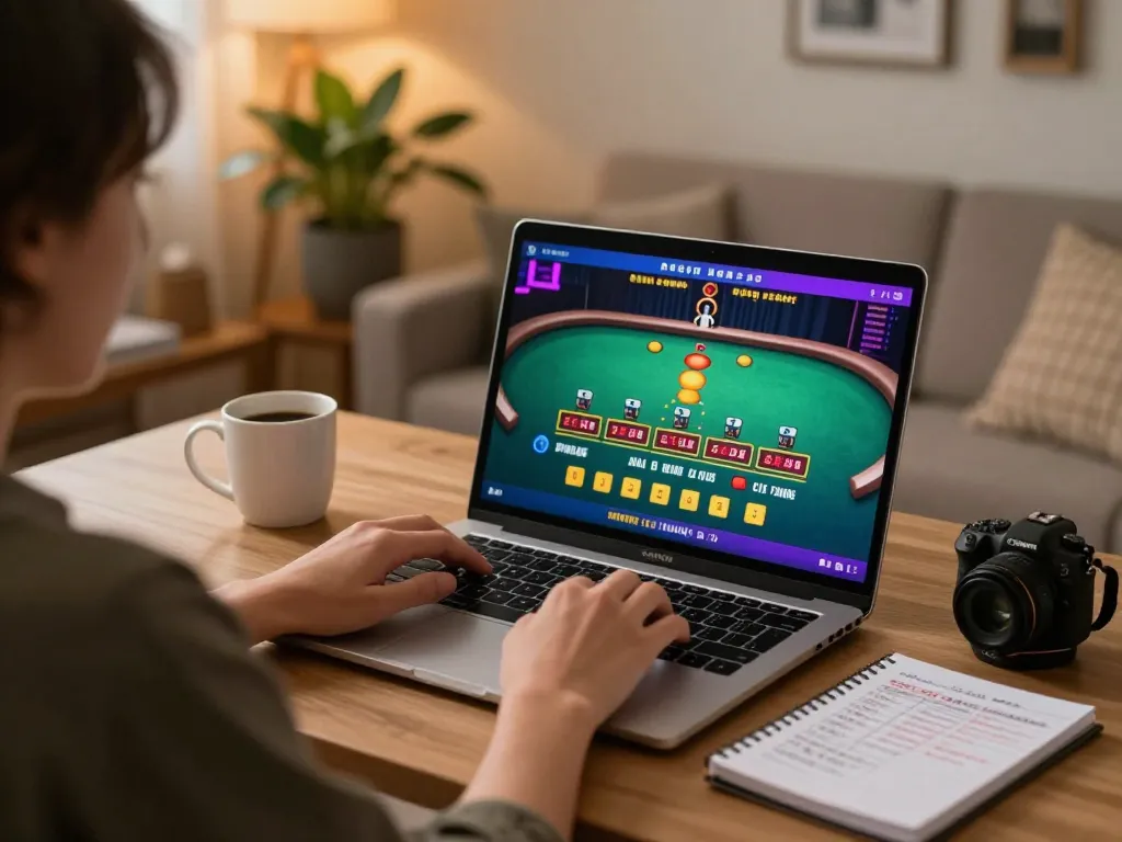 Engaging in live blackjack on 789win from a cozy home setup with strategic betting notes