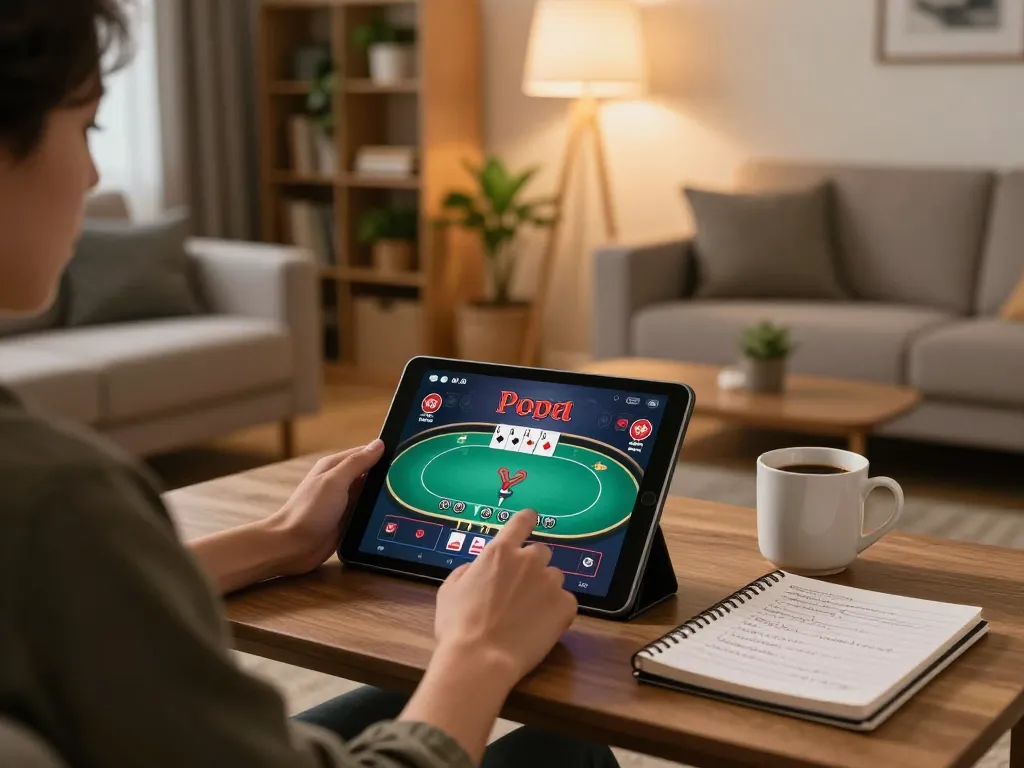 Engaging with the link vao 188bet on a tablet during a cozy home gaming session, showcasing betting strategies.