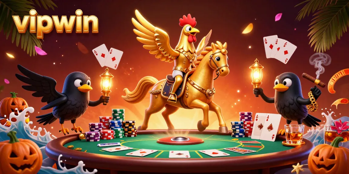 Engage with vipwin's thrilling casino experience as golden rooster and companions illuminate the night with excitement.