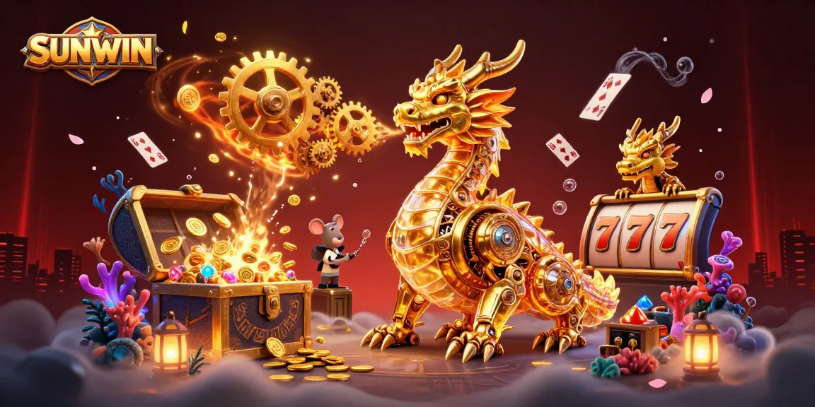 SUNWIN players enjoying an exciting online casino experience with gold coins and dynamic game elements.