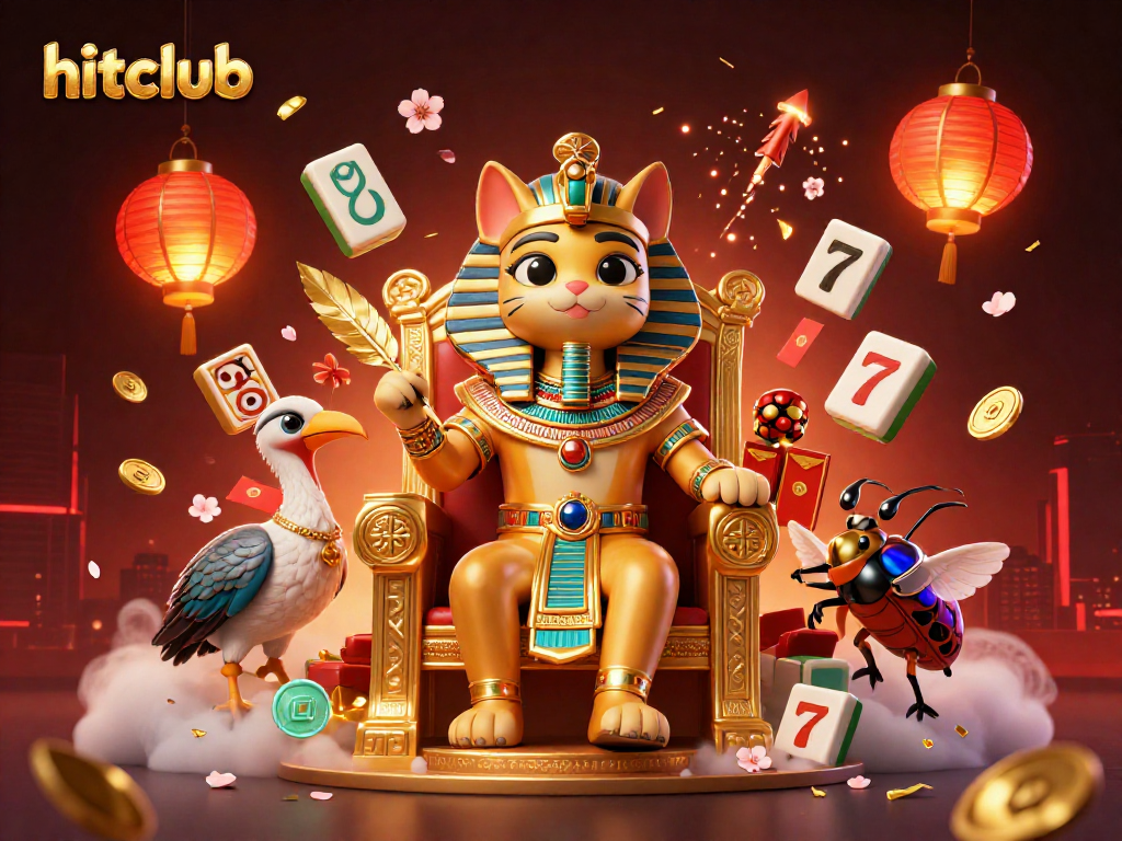 Engage with hitclub's vibrant casino scene featuring Egyptian characters, slots, and rich game elements.