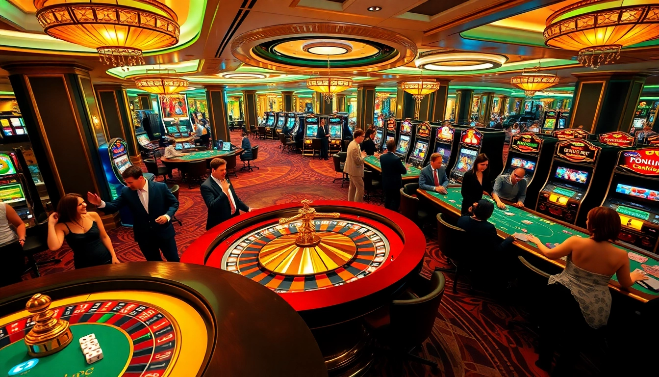 A dynamic scene of players enjoying gambling at a casino with link gg88 featured prominently.