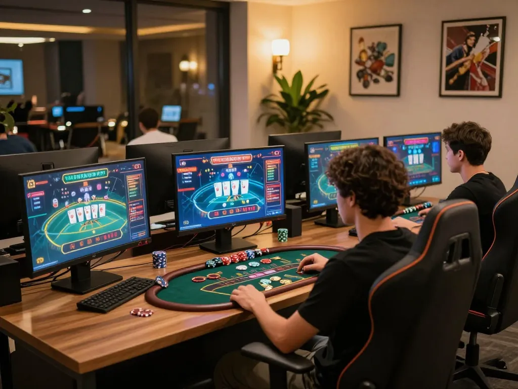 Player enjoying virtual blackjack at LU88 online casino, showcasing interactive gaming atmosphere and responsible gambling.