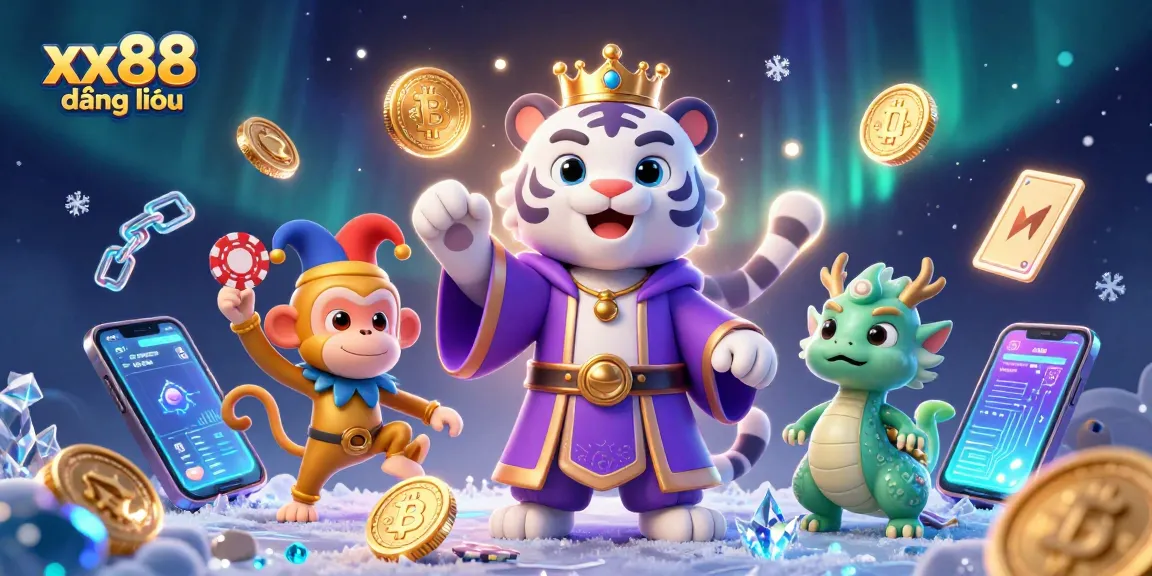 Experience xx88 đăng nhập with engaging visuals of vibrant casino elements and playful characters.