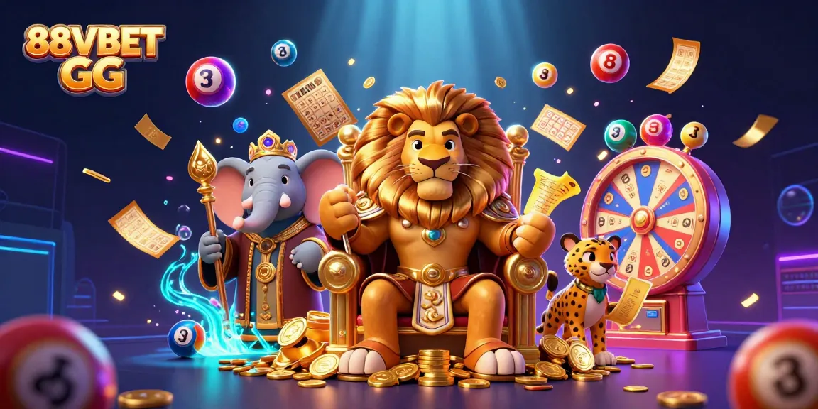 Experience thrilling gameplay with 88VBET GG featuring a lion king and vibrant lottery elements.