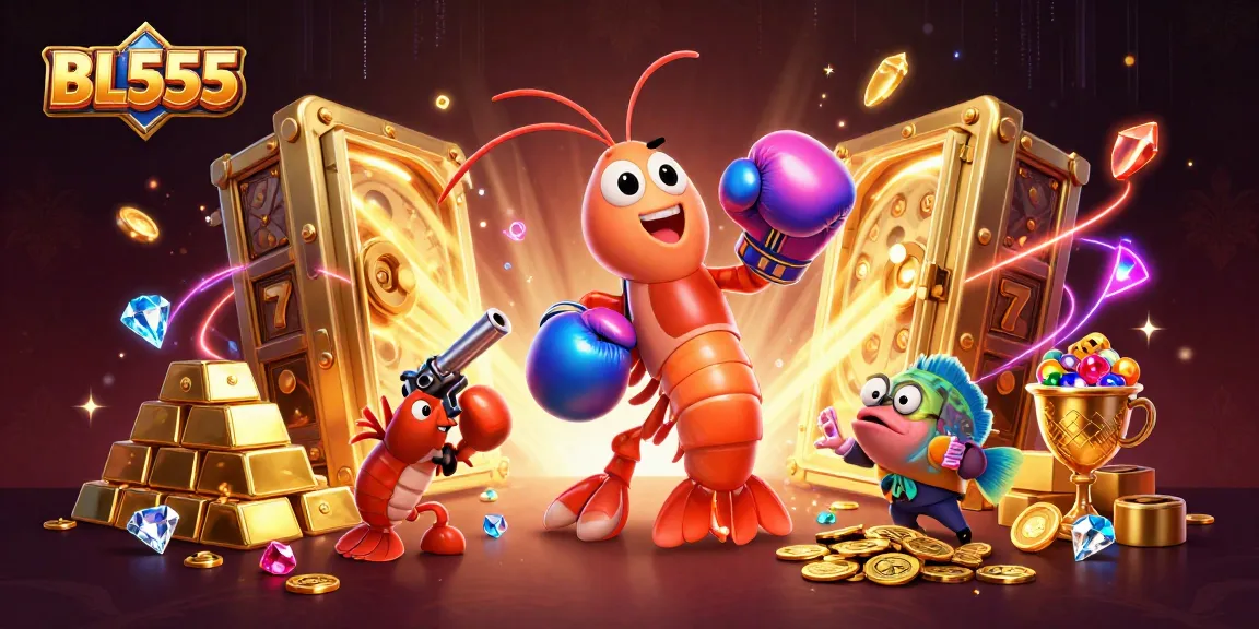 Engage with BL555 for unmatched online casino excitement featuring vibrant characters and gem-filled treasure.