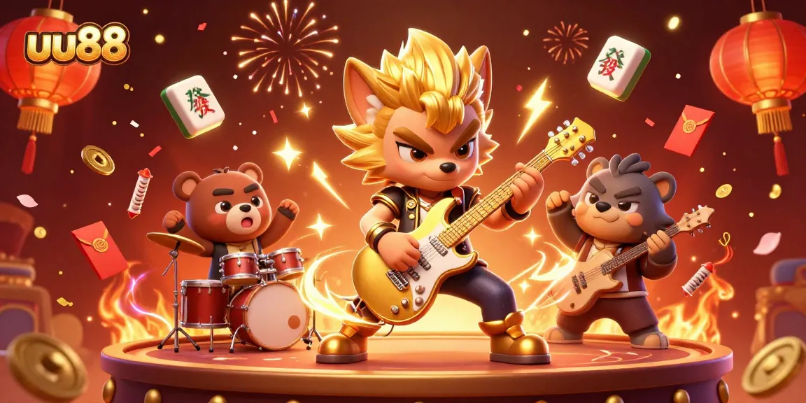 Experience the thrill of gaming at uu88 with a vibrant 3D casino illustration featuring lively characters and action.