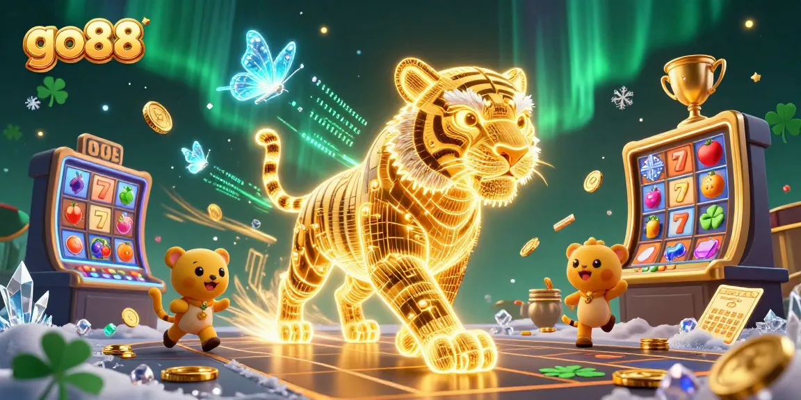 Experience go88's vibrant digital casino with a neon tiger and dynamic slots.