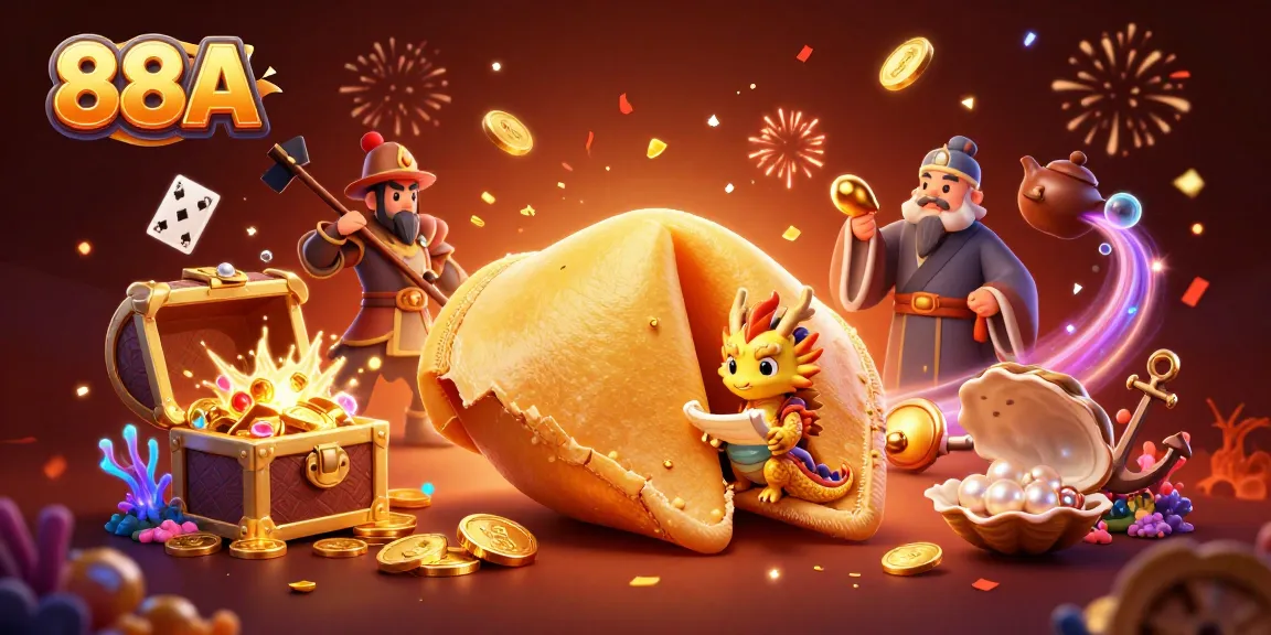Experience 88A with a vibrant, golden celebration of fortune and casino excitement.