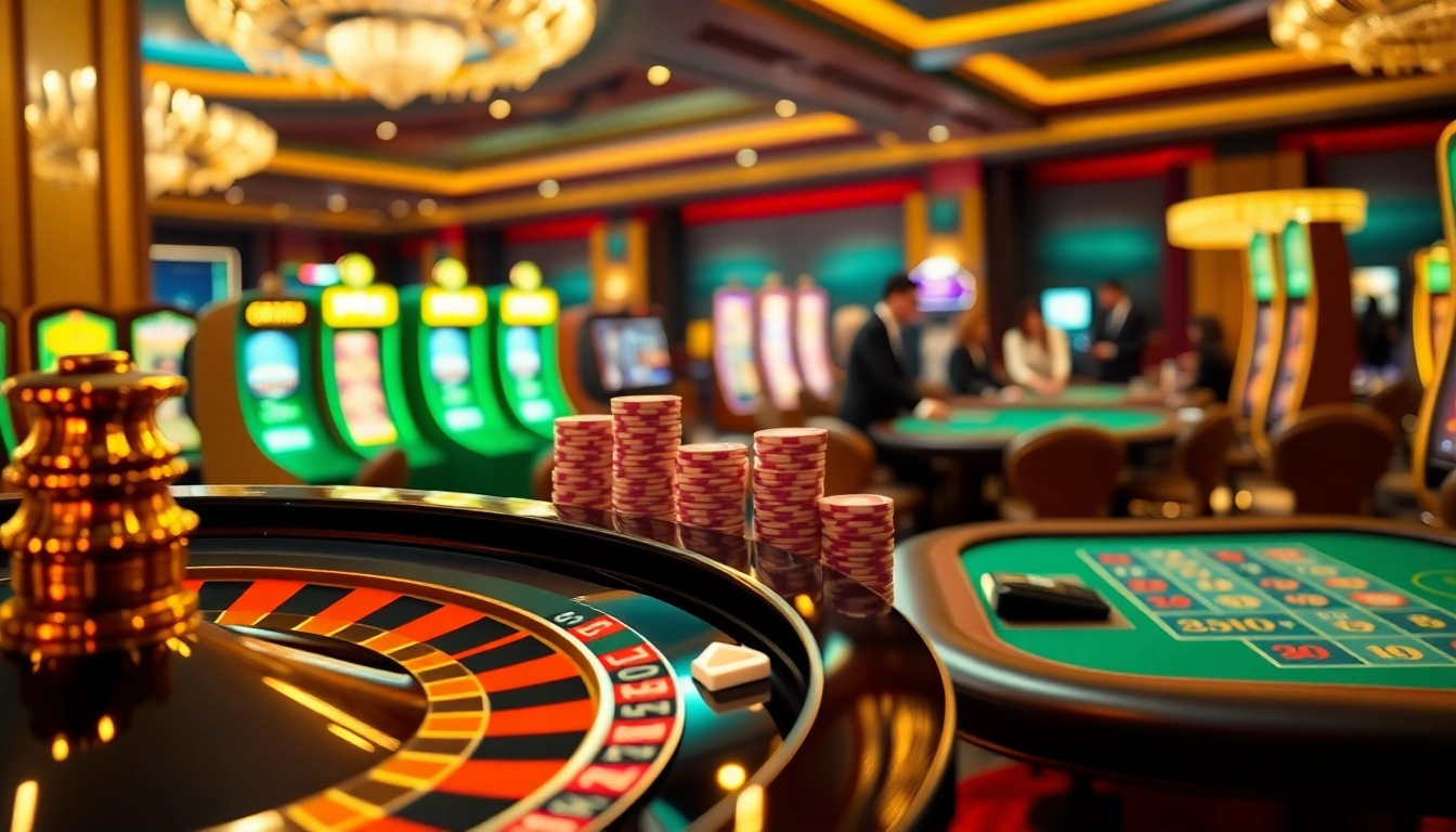 Engage in thrilling gameplay at https://qq88pro.vip/, featuring a luxurious casino scene with poker chips and roulette tables.