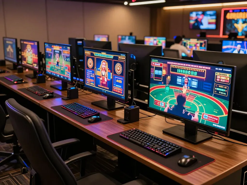 Engaging in online gambling at uu 88 with multiple casino games on display in a stylish setup.