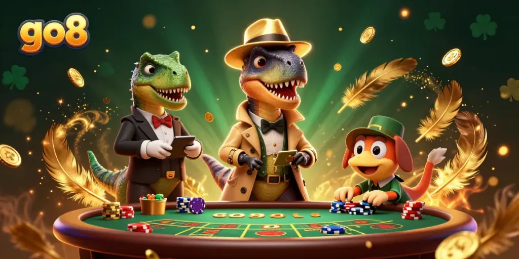Engage in thrilling blackjack action with the go8 velociraptor card counter, ready to outsmart the stegosaurus pit boss.