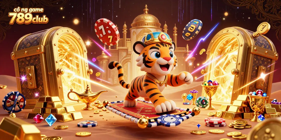 Enticing illustration showcasing the cổng game 789club with a vibrant casino theme, inviting players to explore an immersive gaming experience.