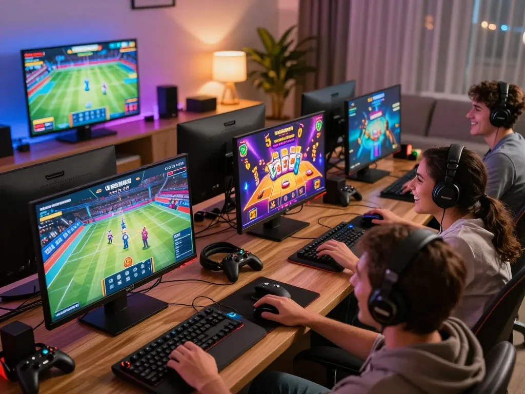 Enjoying the diverse gaming experience on AZ888 with friends in a vibrant atmosphere.