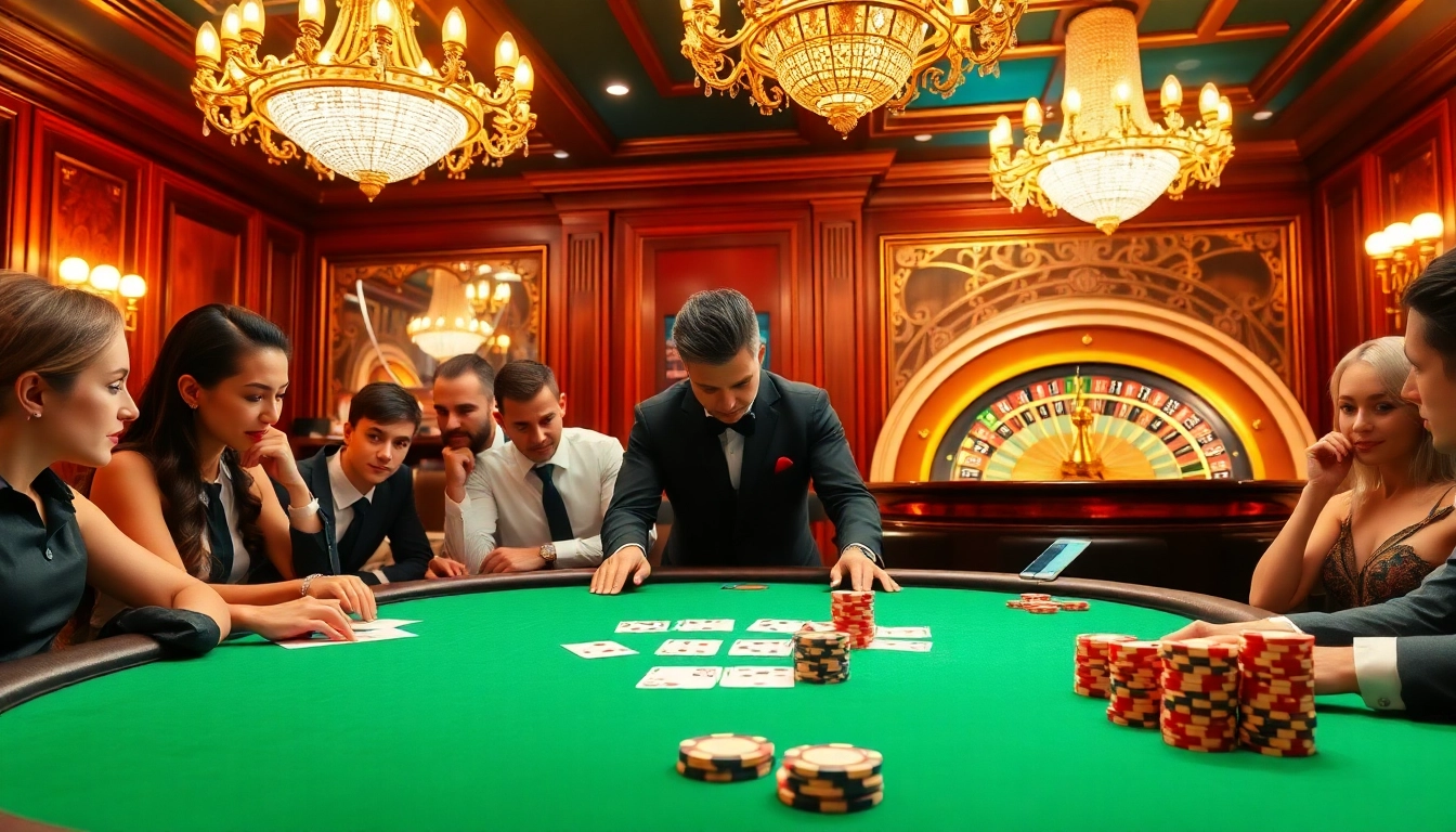 Experience thrilling gameplay at https://ku88it.com/ with a glamorous poker setting and vibrant casino ambiance.