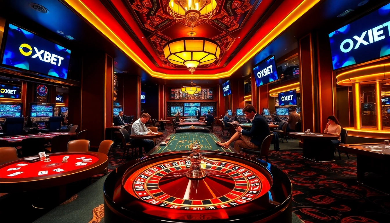 Experience the thrill of online gaming with OXBET at elegant casino tables and vibrant atmospheres.