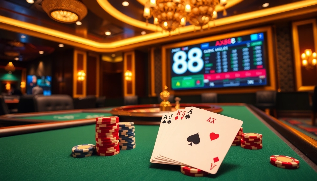 Experience the thrill of AX88 betting with captivating casino tables and vibrant games.