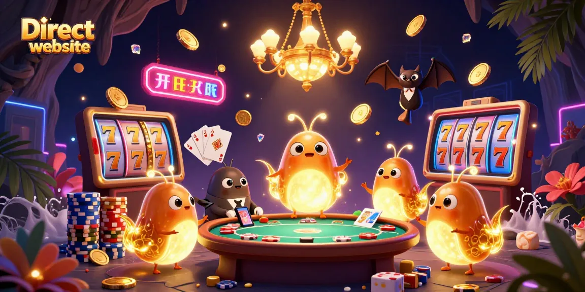 Engage in the thrill of the Direct website casino scene with glowing glowworms and vibrant gaming elements.