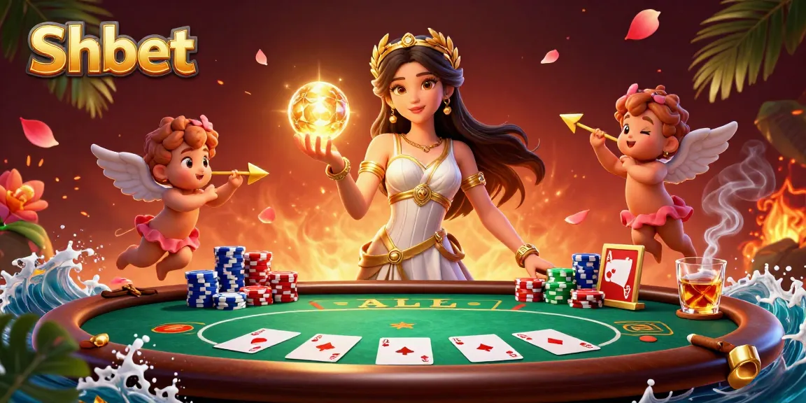 Experience the excitement at Shbet with a vibrant poker scene featuring stunning characters and rich game elements.