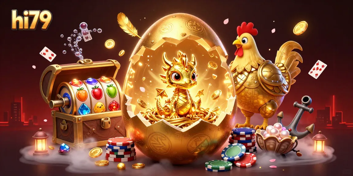 Experience thrilling wins at hi79 with golden dragon amidst vibrant casino elements.