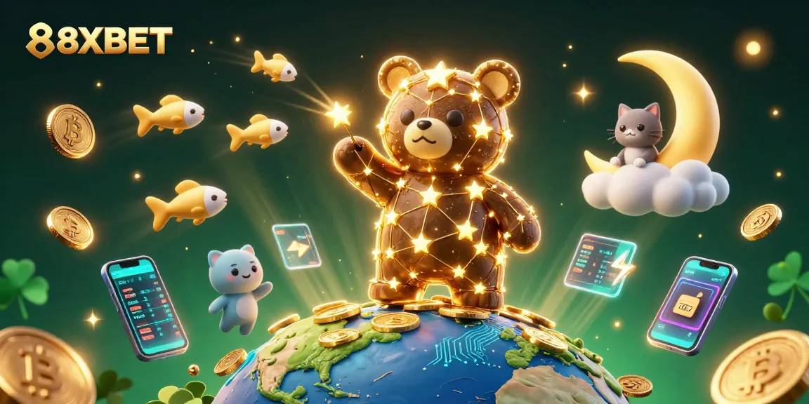 Experience the fortunes of 8XBET with this vibrant casino-themed illustration.
