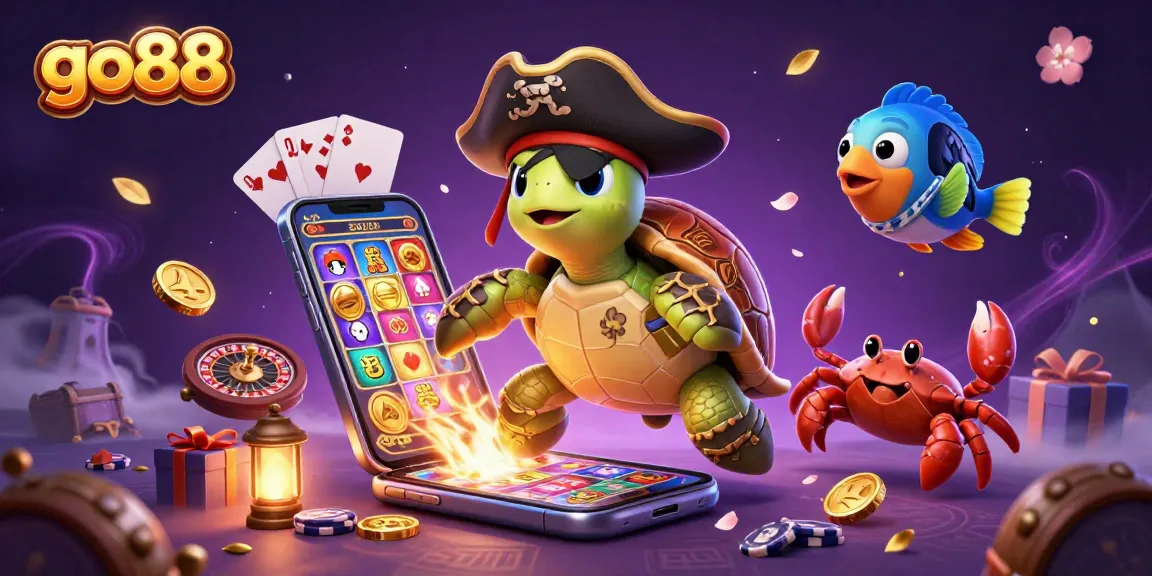 Spin and win at go88 with the adventure of a pirate turtle, crab, and parrotfish exploring treasure!