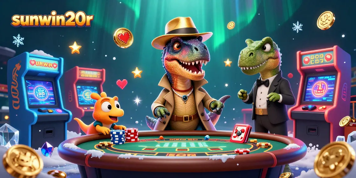 Experience thrilling gaming adventures at sunwin20r with our unique 3D casino setting featuring vibrant characters.