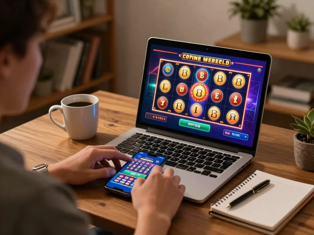 lu88 player enjoying casino games on laptop in cozy home setting